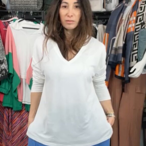 Boho Premium Modal V-Neck Top Long Sleeve - Picture 1 of 1